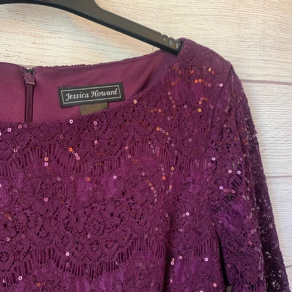Jessica Howard Purple Lace Dress - Picture 3 of 10